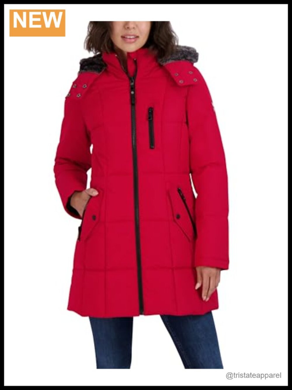 Heavyweight Puffer Jacket with Faux Fur Hood, Water & Wind Resistant Winter Coat
